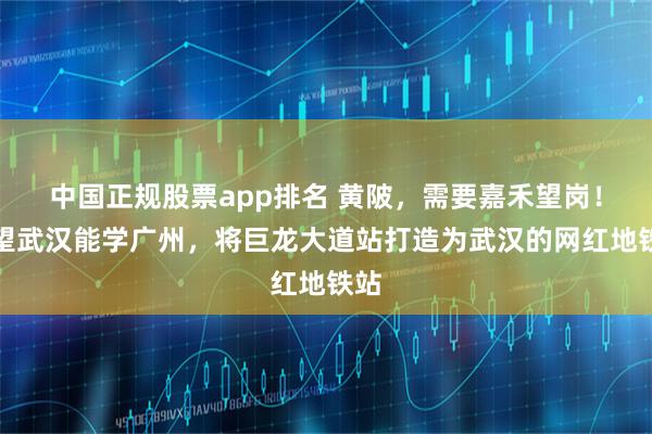 中国正规股票app排名 黄陂，需要嘉禾望岗！希望武汉能学广州，将巨龙大道站打造为武汉的网红地铁站